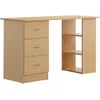 Image de HOMCOM Bureau avec rangement, table informatique 120 x 50 cm, bureau d'ordinateur avec étagères et tiroirs, pour petits espaces, chambre à coucher, aspect bois clair
