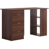 Image de HOMCOM Bureau avec rangement, table informatique 120 x 50 cm, bureau d'ordinateur avec étagères et tiroirs, pour petits espaces, chambre à coucher, aspect noyer
