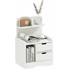 Image de HOMCOM Table de Chevet Table de Nuit Multi-Rangement 2 tiroirs Niche étagère en bois Blanc