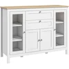 Image de HOMCOM Buffet salon, meuble de rangement avec 1 placard double porte, 2 placards à porte vitrée, 2 tiroirs et étagère réglable,
