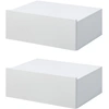 Image de HOMCOM Lot de 2 Tables de Chevet murales - Lot de 2 Tables de Nuit - tiroir Coulissant, Plateau - Panneaux Particules Blanc