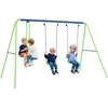 Image de Outsunny Balançoire portique pour enfant 3 en 1 avec 1 balançoire face à face et 2 sièges de balancelle, balançoire enfant extér