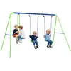 Image de Balançoire 3 Agrès Portique Avec 2 Balançoires Et Face À Face Dim. 2,8l X 1,4l X 1,78h M Métal Époxy Anticorrosion Green