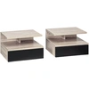 Image de HOMCOM Lot de 2 tables de chevet murales, tables de nuit suspendues avec tiroir coulissant, compartiment ouvert, plateau, style