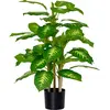 Image de HOMCOM Plante artificielle calathea hauteur 95 cm pot ciment - intérieur