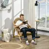 Image de HOMCOM Chaise de loisir pliante et inclinable en bois, avec coussin matelassé épais, confortable pour se détendre - 71 x 89 x 96 cm, couleur brun clair