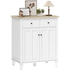 Image de HOMCOM Buffet de Cuisine Meuble de Rangement pour Chambre, Salon Bureau avec 2 Portes 2 tiroirs - 76 x 48 x 91 cm - Blanc et Asp