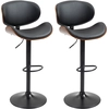 Image de HOMCOM Lot de 2 tabourets de bar chaise de cuisine avec dossier revêtement synthétique hauteur réglable pivotant repose-pied noi
