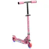 Image de Trottinette Pliable Enfant Roues Repose-pied Led Frein À Friction Arrière Hauteur Guidon Réglable 4 Niv. Métal Rose