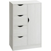 Image de HOMCOM Meuble de rangement buffet commode moderne 1 placard et 4 tiroirs - en bois - pour salon, cuisine, entrée, salle à manger - blanc