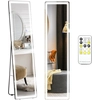 Image de HOMCOM Miroir sur pied rectangulaire miroir mural lumière LED - intensité et couleur réglable avec télécommande - 40 x 37 x 157,
