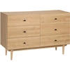 Image de HOMCOM Commode 6 tiroirs meuble de rangement pieds en bois massif 120 x 40 x 80 cm couleur bois