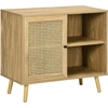Image de HOMCOM Meuble de rangement buffet 1 porte cannage effet bois - dim. 80L x 39l x 70H cm