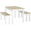 Image de HOMCOM Ensemble table à manger 3 pièces avec 2 bancs encastrables pour 4-6 personnes style contemporain - cuisine salle à manger