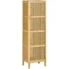 Image de HOMCOM Meuble de rangement en bambou armoire de rangement avec 4 niveaux et porte design à lamelles pour salle de bain chambre salon 40 x 30 x 140 cm