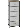 Image de HOMCOM Commode 5 tiroirs meuble de rangement tiroir en tissu pliant - structure acier noir - 45 x 30 x 116 cm gris