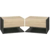 Image de HOMCOM Tables de chevet suspendues Lot de 2 - Tables de Nuit murale - tiroir Coulissant - en Bois Bicolore Aspect chêne Noir