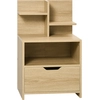 Image de HOMCOM Table de chevet table de nuit avec tiroir, niche et étagères de rangement effet bois - 45 x 35 x 73 cm naturel