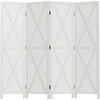 Image de HOMCOM Paravent intérieur 4 Panneaux 182L x 170H cm Style campagnard Chic - séparateur de pièce avec croisillons - Bois de Paulownia Blanc