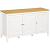 Image de HOMCOM Buffet meuble de rangement avec 3 portes 2 étagères réglables plateau aspect bois clair - 120 x 40 x 70 cm blanc