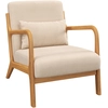 Image de HOMCOM Fauteuil de salon avec cadre en bois massif fauteuil lounge - assise profonde - accoudoirs - aspect velours beige