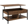 Image de HOMCOM Table basse relevable table de salon - étagère inférieure - dim. 100L x 80l x 60H cm - aspect bois rustique noir
