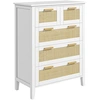 Image de HOMCOM Commode 5 tiroirs meuble de rangement avec poignées en bois massif et glissières en métal pour bureau salon chambre à cou
