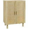 Image de HOMCOM Meuble de rangement buffet rotin avec placard à portes effet cannage, étagères réglables, style bohème, armoire de rangem
