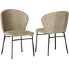 Image de HOMCOM Lot de 2 chaises de salle à manger, chaise de cuisine, assise rembourrée en tissu aspect lin, pieds en acier stable, chai