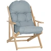 Image de HOMCOM Fauteuil Chaise de Salon Pliable et inclinable en Bois Fauteuil Relax Confortable avec Coussin capitonné épais - 71 x 89 x 96 cm gris