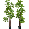 Image de HOMCOM Lot de 2 plantes artificielles Figuier à feuilles de violon Ficus Lyrata hauteur 180cm avec Pot, Grand arbre artificiel p