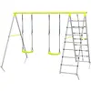 Image de Balançoire Portique 4 Agrès - 2 Balançoires, 2 Échelles - Dim. 2,6l X 1,85l X 1,8h M - Métal Époxy Gris