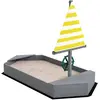 Image de Bac À Sable Enfant Design Bateau - Dim. 190l X 90l X 138h Cm - Voile, Gouvernail - Bois Gris Gris