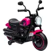 Image de Moto Électrique Enfant 6 V 3 Km/h Effet Lumineux Roulettes Amovibles Repose-pied Pédale Métal Pp Rose Noir Rose