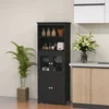 Image de HOMCOM Armoire et buffet de cuisine, vaisselier et meuble de rangement avec 2 niches, 2 placards à 4 portes dont 2 portes vitrées
