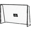 Image de HOMCOM But de football - cage de foot - but d'entrainement dim. 186L x 62l x 123H cm - châssis métal filet PE - piquets & outil inclus - noir blanc