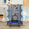 Image de Trampoline Enfant HOMCOM Ø 1,63 × 1,9H m Filet de sécurité Porte zipée Couvre-Ressorts 6 poteaux rembourrés Inclus Bleu