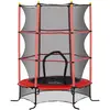 Image de Trampoline De Jardin Enfants Ø 1,63 X 1,90h M Filet De Sécurité Porte Zipée Couvre-ressorts 6 Poteaux Rembourrés Inclus Rouge