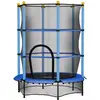 Image de Trampoline De Jardin Enfants Ø 1,40 X 1,90h M Filet De Sécurité Porte Zipée Couvre-ressorts 6 Poteaux Rembourrés Inclus Bleu