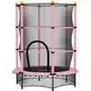 Image de Trampoline De Jardin Enfants Ø 1,40 X 1,90h M Filet De Sécurité Porte Zipée Couvre-ressorts 6 Poteaux Rembourrés Inclus Rose