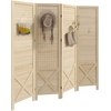 Image de HOMCOM Paravent intérieur en bois, 4 panneaux, 152 x 144,5 cm, panneau perforé, séparateur de pièce pliable, Panneau perforé pour salon, chambre à coucher, maison, bois naturel