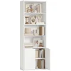 Image de HOMCOM Bibliothèque à 6 niveaux, meuble de rangement, étagère à livres 59 x 29 x 180 cm avec 4 compartiments ouverts et 2 portes, étagère de rangement pour salon, chambre, bureau, blanc
