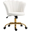 Image de HOMCOM Chaise bureau en velours, chaise coiffeuse avec dossier en pétale, hauteur réglable, fonction bascule, assise rembourrée et pivotante, fauteuil coquillage pour bureau, salon, chambre, blanc