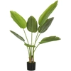 Image de HOMCOM Plante artificielle intérieure 109 cm bananiers arbre artificiel avec pot en plastique et terreau floqué, fausse plante v