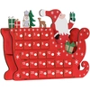 Image de HOMCOM Calendrier de l'Avent en bois, calendrier de l'Avent à remplir avec 24 tiroirs, décoration de Noël réutilisable en forme Père Noël et traîneau, cadeau pour enfants et adultes, rouge