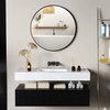 Image de HOMCOM Miroir rond, miroir salle de bain, diamètre 70 cm, cadre en métal, miroir mural, facile à installer, pour chambre, salon, entrée, noir