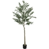 Image de HOMCOM Olivier artificiel 180 cm plante artificielle intérieur arbre artificiel en pot avec des feuilles et fruits réalistes, fa