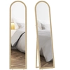 Image de HOMCOM Miroir de sol arqué pleine longueur 40 x 160 cm - miroir sur pied avec cadre en effet imitation pierre, montage au sol, s