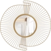Image de HOMCOM Miroir décoratif rond 60 cm avec fixation à 360°, décoration murale en métal moderne avec détails plissés, suspendu décor pour salon, chambre à coucher, bureau, doré