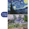 Image de 2 Puzzles - L'Art de Van Gogh : La Nuit étoilée, 1889 - Maison à Auvers, 1890 500 Pièces Grafika